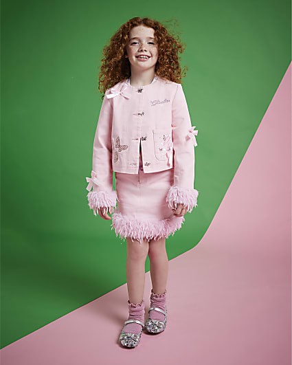 Wicked Girls Pink Glinda feather trim set