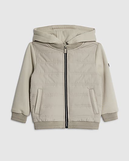 Mini Boys Beige Hooded Hybrid Jacket
