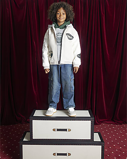 Boys Beige Penrose Badge Bomber Jacket