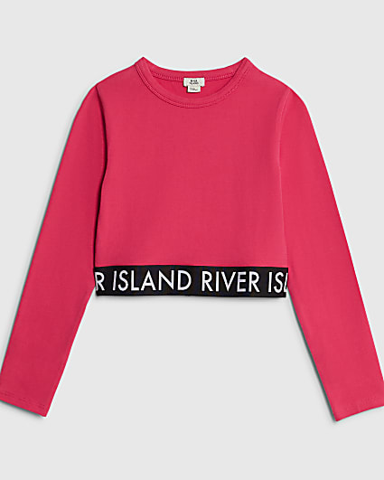 Girls Pink RI Waistband Top