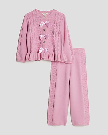 Mini Girls Pink Bow Jumper Set