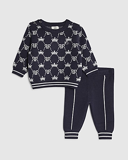 Baby Boys Navy RI Monogram Jumper Set