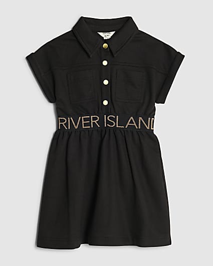 Mini Girls Black RI Waistband Dress