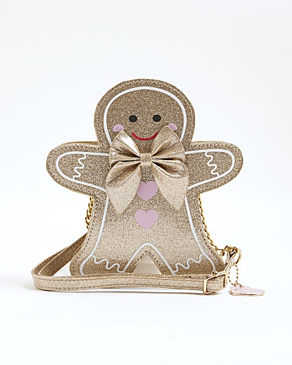 Girls Gold Gingerbread Man Cross Body Bag