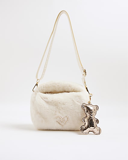 Fur Pouch Faux Fur Bag River Island Faux Fur Heart Bowling Bag