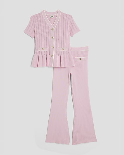 Girls Pink Peplum Waistcoat Set