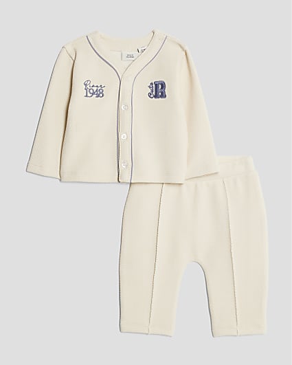 Baby Boys Cream Baseball Top Set