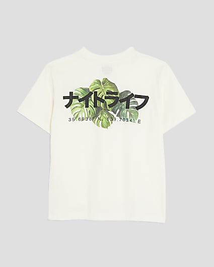 Boys White Japanese Palm Tree T-Shirt