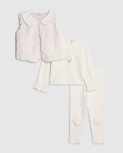 Baby girls pink velour frill hoodie set | River Island