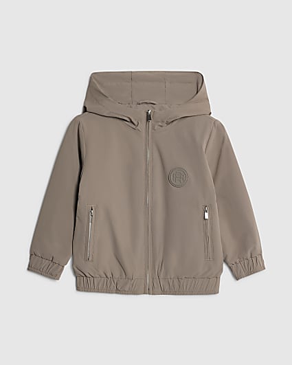 Mini Boys Beige RI Hooded Jacket