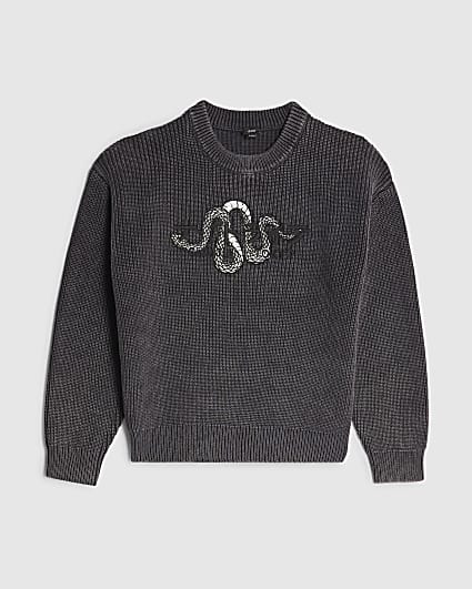 Boys Grey Washed Japanese Jumper