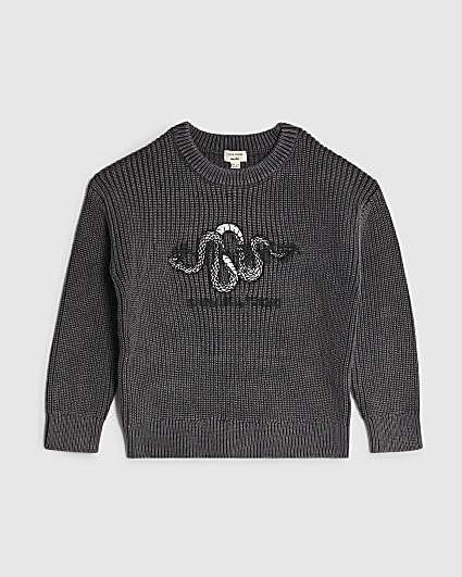 Mini Boys Grey Washed Japanese Jumper