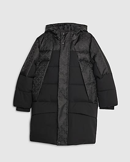 Boys Black Monogram Puffer Jacket