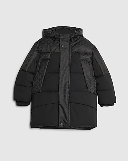 Mini Boys Black Monogram Puffer Jacket