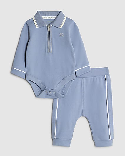Baby Boys Blue Bodysuit Set
