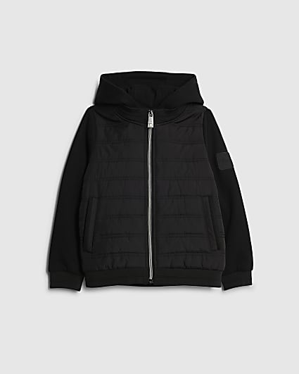 Boys Black Hooded Hybrid Jacket
