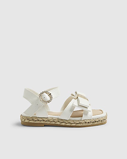 Mini Girls White Bow Espadrille Sandals
