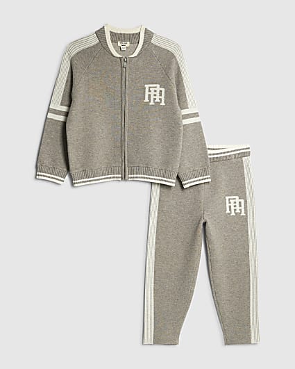 Mini Boys Grey Baseball Joggers Set
