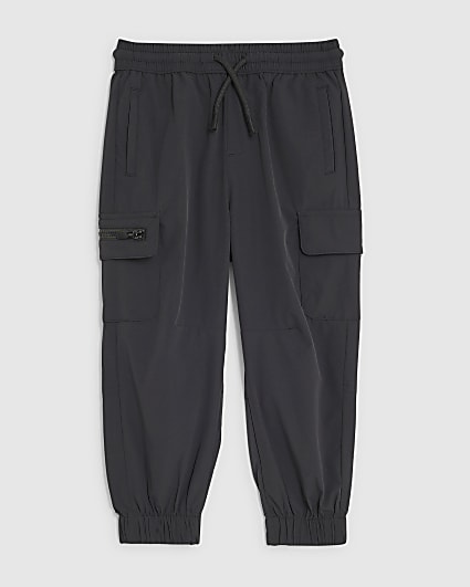 Mini Boys Black Zip Cargo Trousers