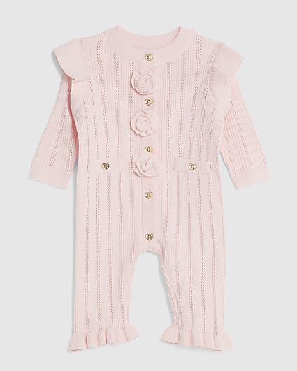 Baby Girls Pink Pointelle Romper