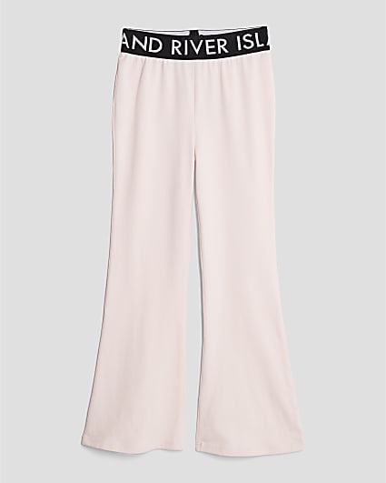 Girls Pink RI Waistband Flared Leggings