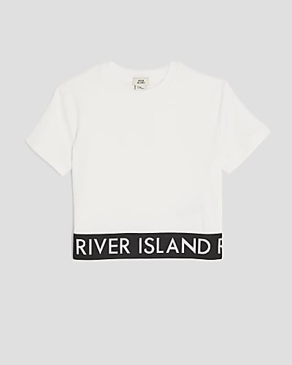 Girls White Ribbed RI Waistband Top