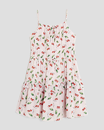 Girls Pink Cherry Mini Dress