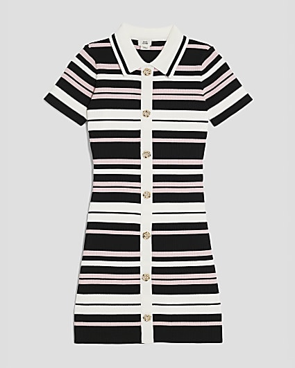 Girls Pink Striped Polo Dress