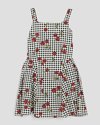 Girls Black Cherry Gingham Skater Dress