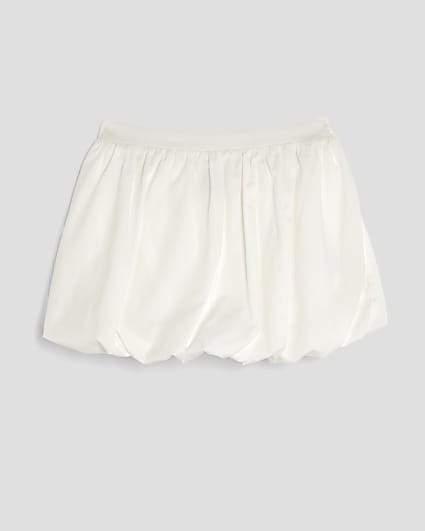 Girls White Bubble Hem Skirt