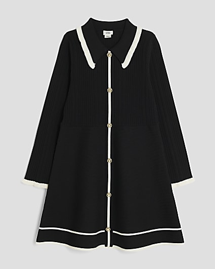 Girls Black Tipped Skater Dress