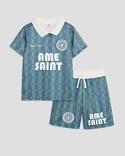Boys Green Football T-Shirt Set