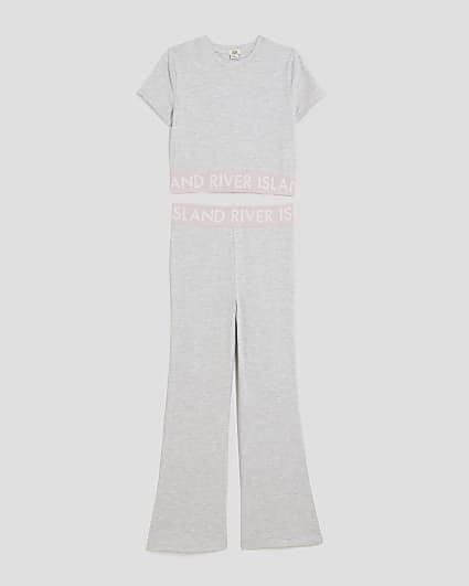 Girls Grey RI Flared Trousers Set