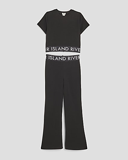 Girls Black Kickflare Trousers Set