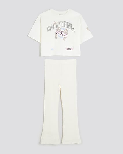 Girls Cream California T-Shirt Set