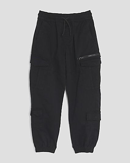 Boys Black Cargo Trousers