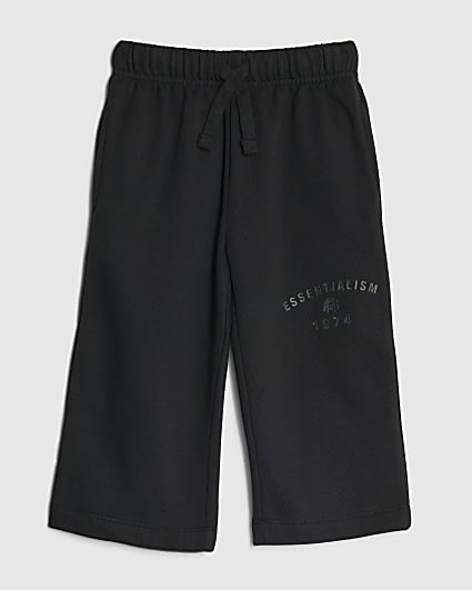 Mini Boys Black Essentials Wide Leg Joggers