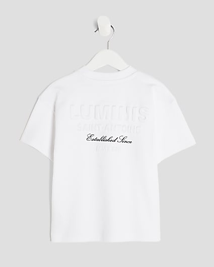 Mini Boys White Embossed Luminis T-Shirt