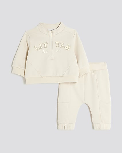 Baby Boys Cream Little Dude Hoodie Set