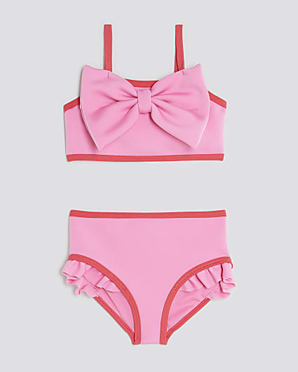 Mini Girls Pink 3D Bow Bikini Set