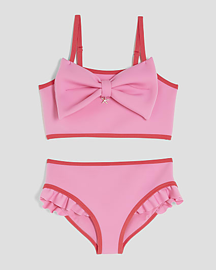 Girls Pink 3D Bow Bikini Set