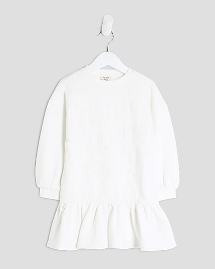 Mini Girls Ecru 2 in 1 Sweatshirt Dress