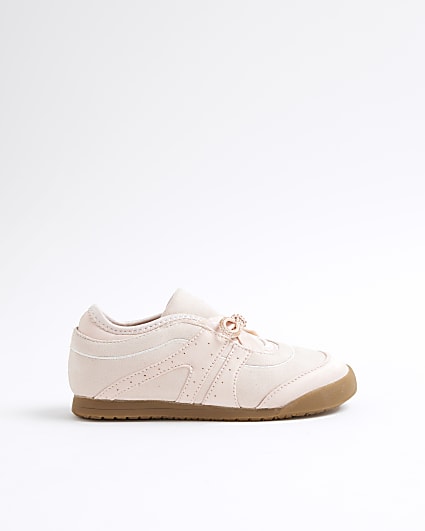 Girls Pink Bow Trainers