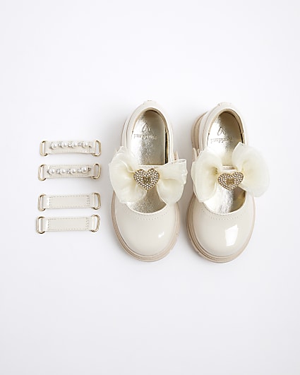 Mini Girls Cream Interchangeable Strap Shoes