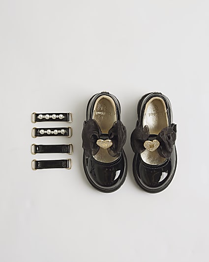 Mini Girls Black Multi Strap Mary Jane Shoes