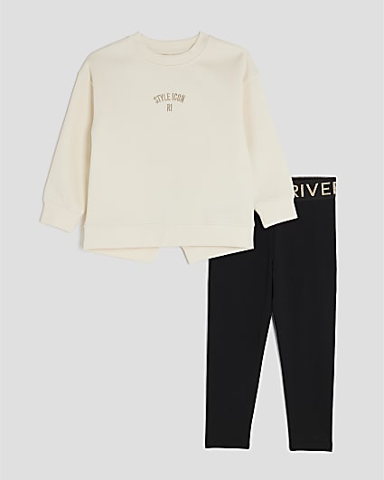 Mini Girls Cream Long Sleeve Sweatshirt Set