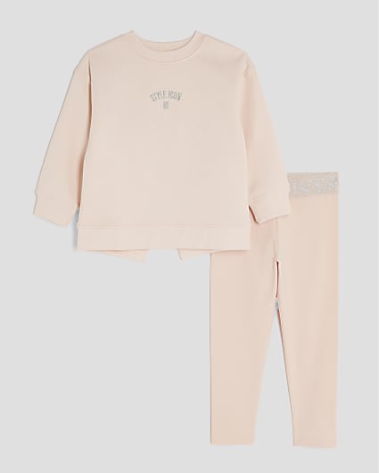 Mini Girls Pink long sleeve Sweatshirt Set