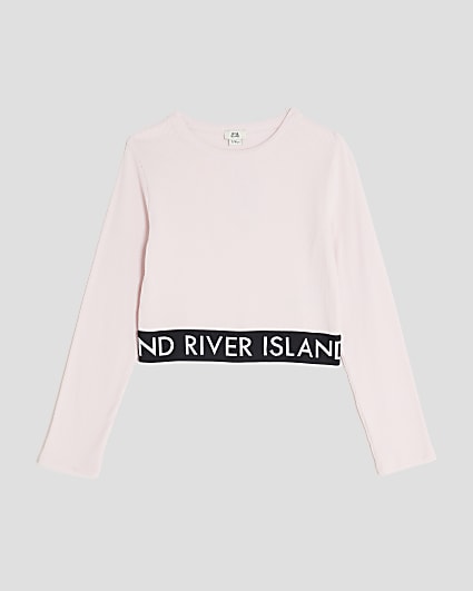 Girls Pink Ribbed RI Long Sleeve Top