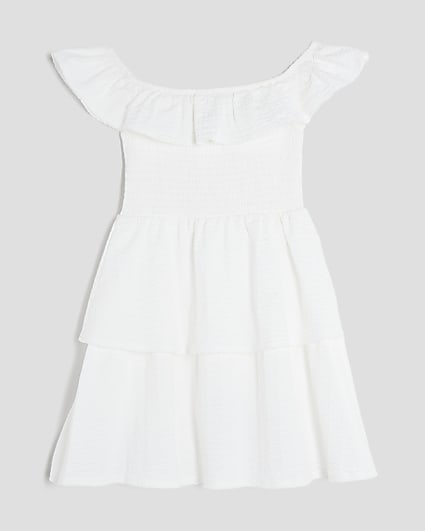 Girls White Bardot Rara Dress