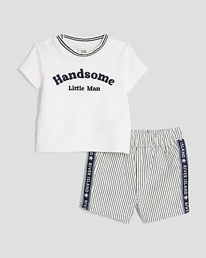 Baby Boys Navy Handsome Stripe T-Shirt Set